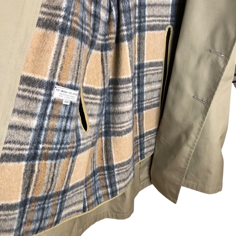 Vintage Christian Dior Trench Coat Men’s 40 Neutral Classic Removable Wool Liner